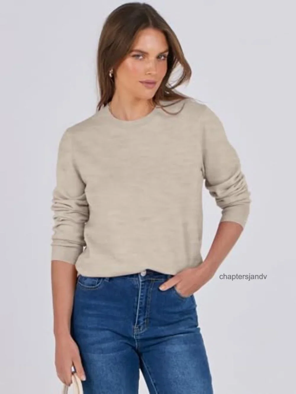 ANRABESS Women's Crewneck Pullover Sweater Long Sleeve Casual Knit